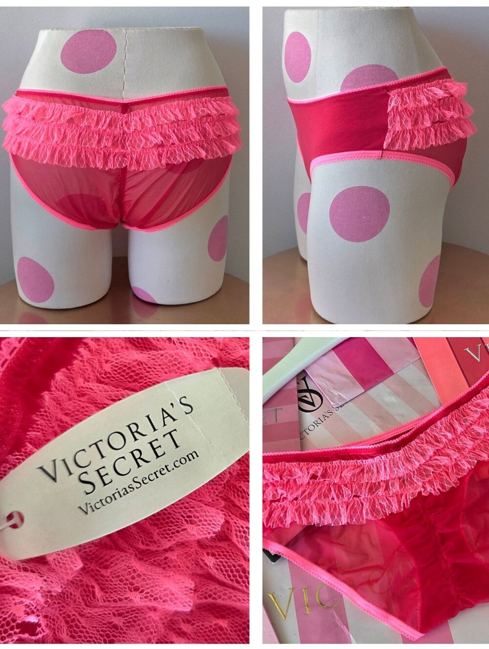 Victoria's Secret Pink Red VTG Low Rise Hiphugger Ruffle Panty NWT HTF CottonY2K